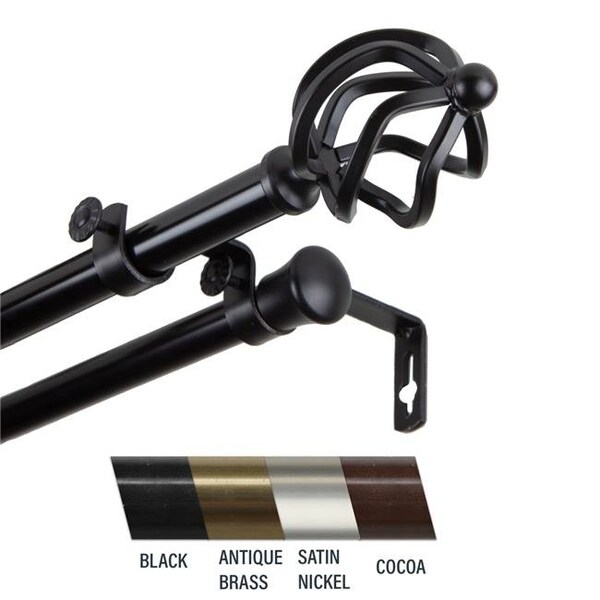 Central Design Central Design 4742-662 Giro 0.81 in. Double Curtain Rod; 66-120 in. - Black 4742-662 - main